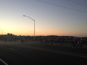 Watching the sunrise at the Johnny Cash bridge